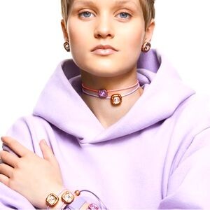 NIB SWAROVSKI DULCIS PURPLE GOLD CHOKER NECKLACE WRAP BRACLET